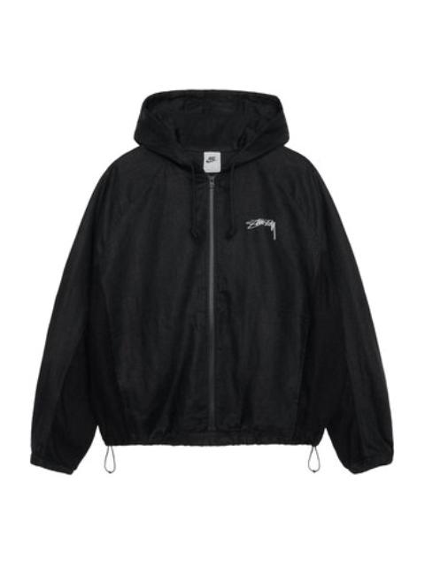 Nike x Stussy Linen Jacket Hoodie 'Black White' FZ5751-010