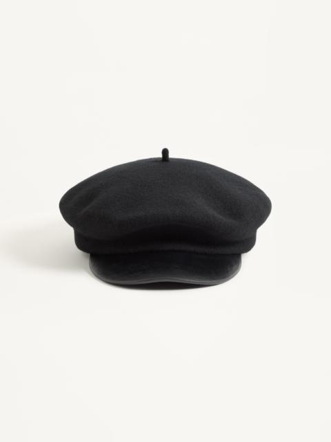 VALENTINO GARAVANI VLOGO SIGNATURE WOOL CAP WITH LEATHER VISOR