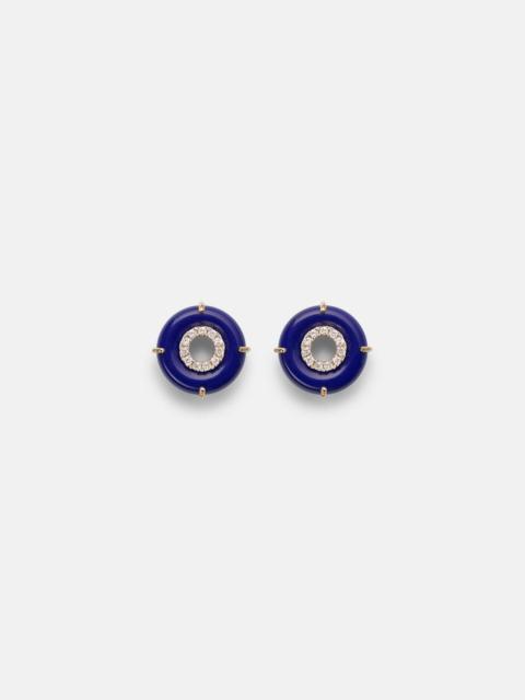 14kt gold earrings with lapis lazuli and diamonds