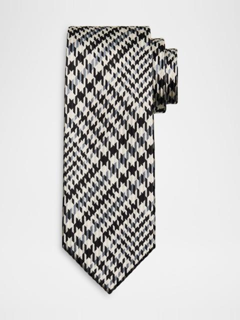 Men's Exploded Prince of Wales Check Silk Tie