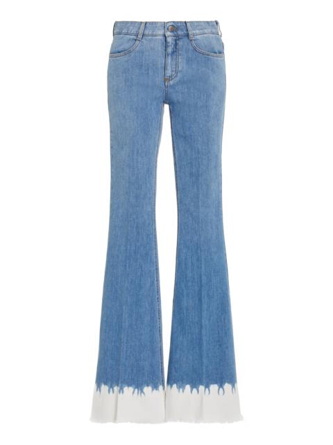 Dip-Dyed Stretch Mid-Rise 70's Flared Jeans light wash