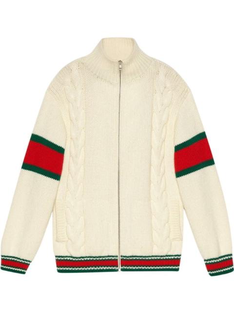 cable-knit bomber jacket