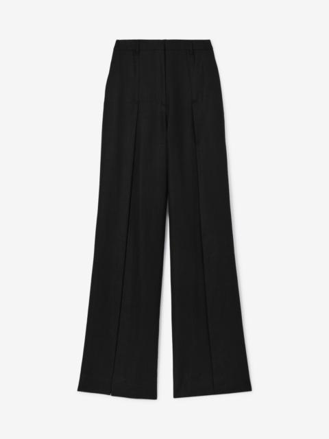 Split Detail Wool Ramie Wide-leg Trousers