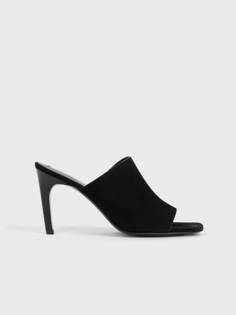 Velour-leather bandeau mules black