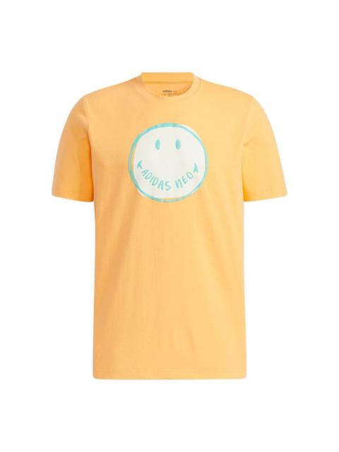 adidas neo M Smly Tee 1 Smiling Face Printing Sports Round Neck Short Sleeve Orange Yellow GP5780
