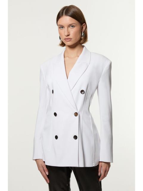 Tailored Contrast Tipped Stitch Detail Double Breasted Jacket