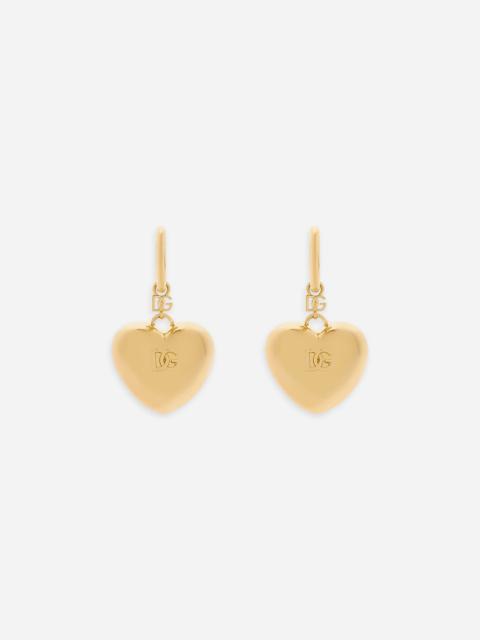 Heart drop earrings with DG logo