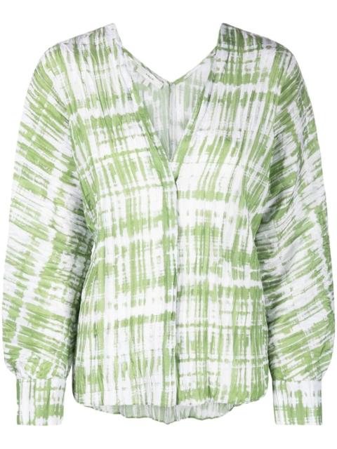 tie-dye long-sleeve silk blouse