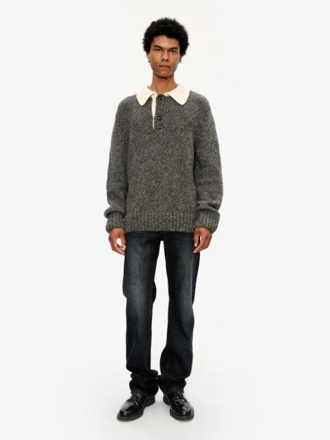 SWEATER WITH CONTRASTING POLO SHIRT COLLAR