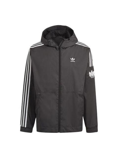 adidas 3d Windbrkr Sports Training Embroidered Logo Woven Hooded Jacket Black GN3551