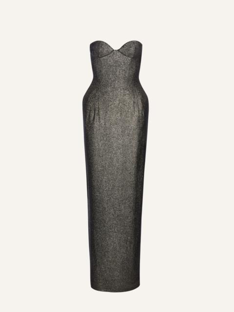 Strapless hourglass maxi dress in graphite