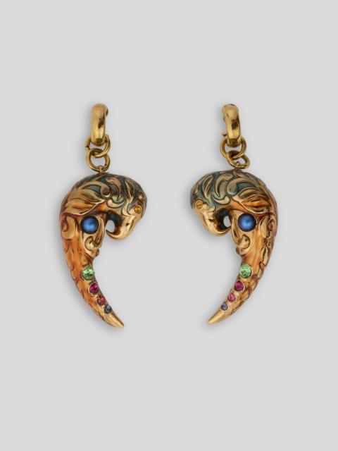EARRINGS WITH PAISLEY PARROT AND CRYSTALS