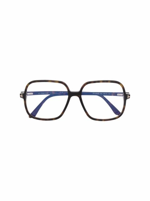 tortoiseshell-effect square glasses
