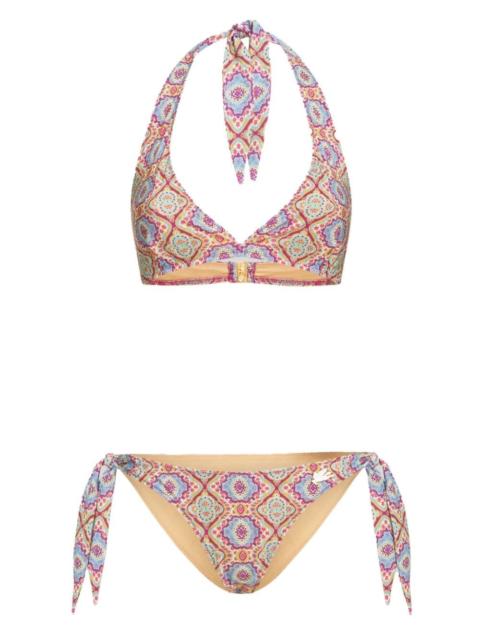 monogram-print halterneck bikini