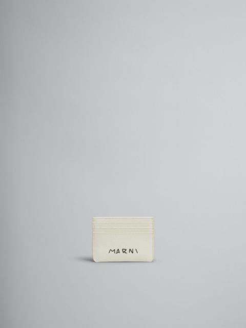 WHITE LEATHER CARDHOLDER WITH MARNI MENDING