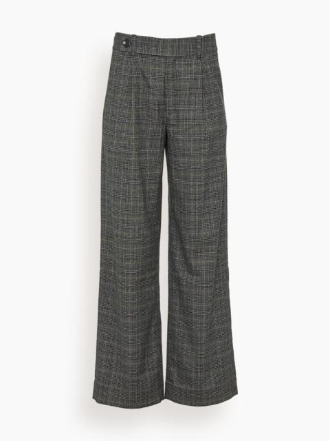 Plaid Suiting Wide Leg Pants in Black/Off White/Citron