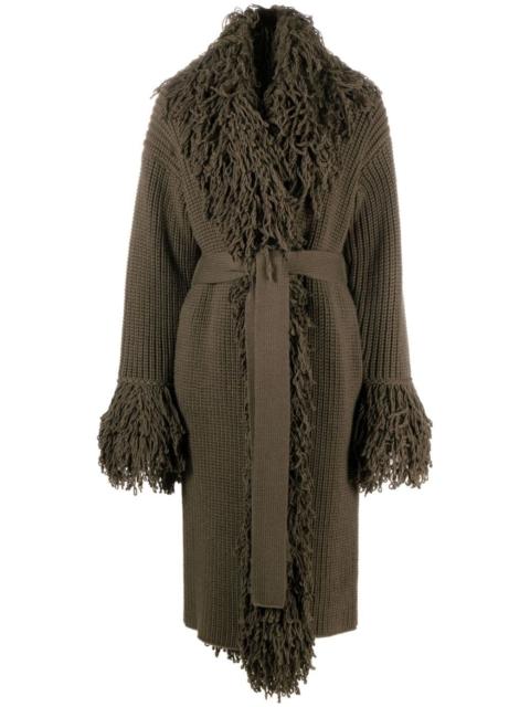 fringe-trimmed virgin-wool coat