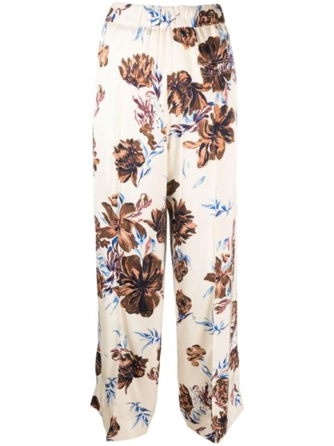 floral-print wide-leg trousers