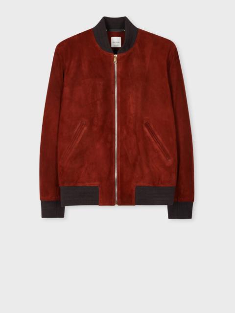 Cherry Red Suede Bomber Jacket