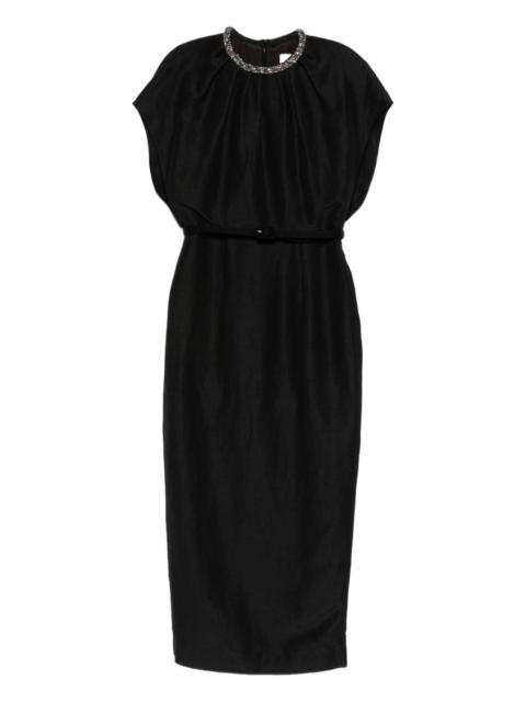 round-neck midi dress