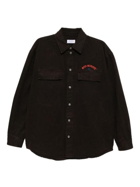 embroidered-print shirt