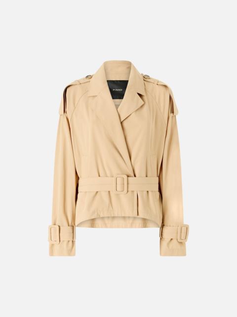 SHORT COTTON TRENCH COAT WITH BELT