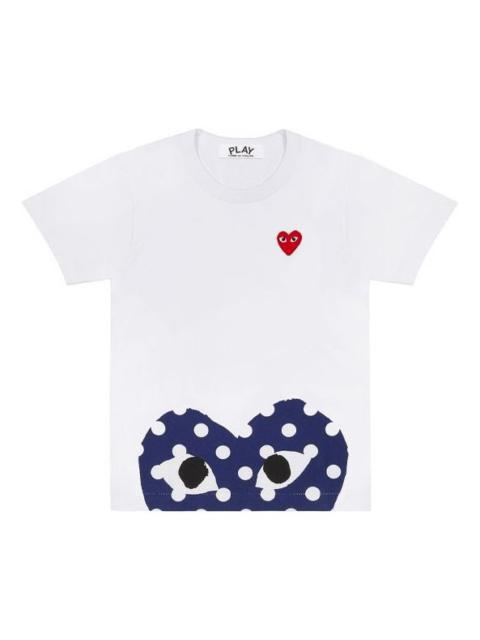 (WMNS) COMME des GARCONS PLAY Polka Dot Half Heart Tee 'White Blue' AZ-T235-051-1