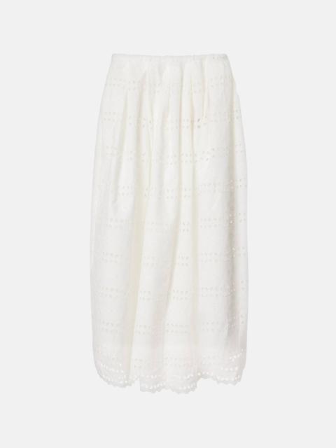 Abajo broderie anglaise midi skirt