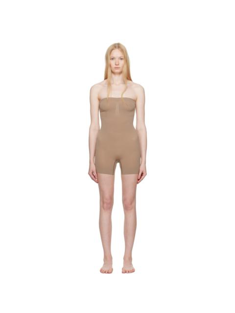 Taupe Seamless Sculpt Strapless Shortie Bodysuit