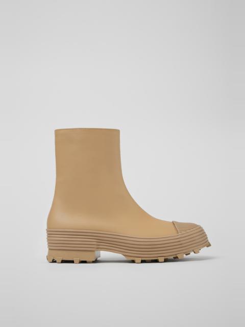 Beige leather boots