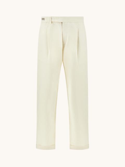 CHINO TROUSERS IN LINEN AND COTTON WITH PLEATS