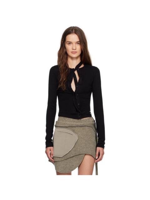 Black Double Closure Knit Cardigan