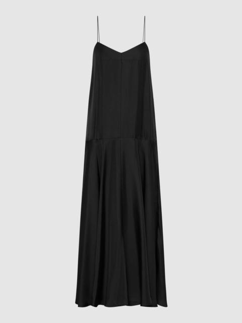 Silk Twill Relaxed Slip Dress - Black