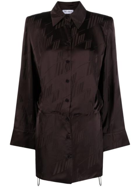 logo-print satin shirtdress