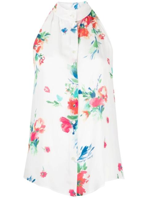 floral-print halterneck blouse