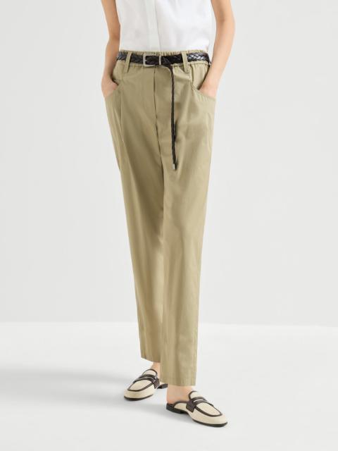Lightweight poplin five-pocket track trousers with monili