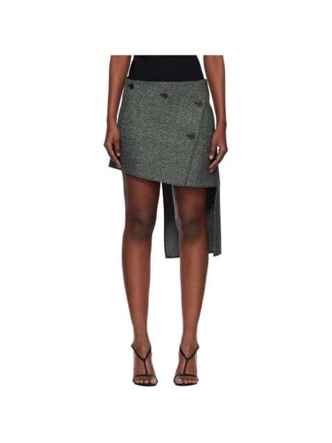 Gray Oblique Caviar Miniskirt