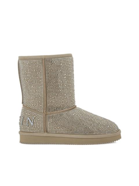 embellished logo boots