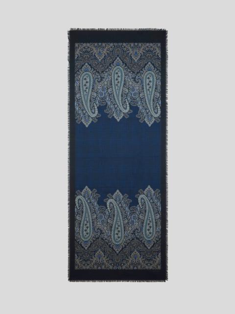 WOOL-BLEND SCARF WITH PAISLEY AND CHECK MOTIF