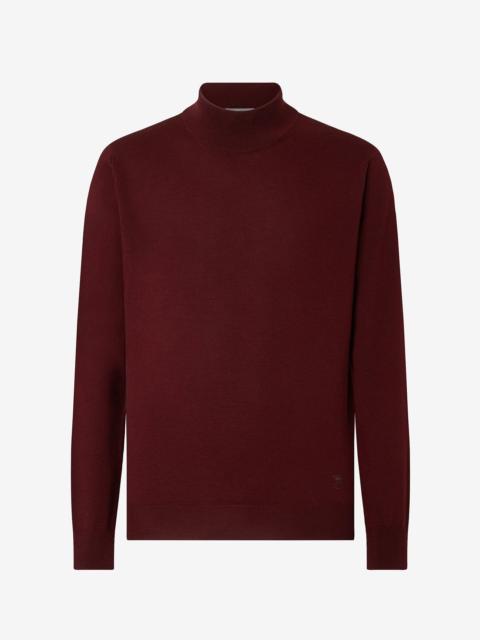 Burgundy extra fine merino wool mock turtleneck