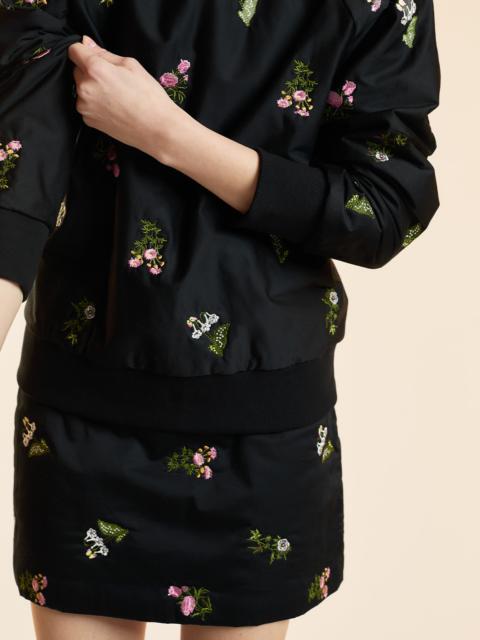 Bouquet Embroidered Mini Skirt