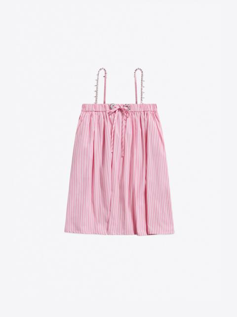CRYSTAL GROMMET POPLIN MINI DRESS