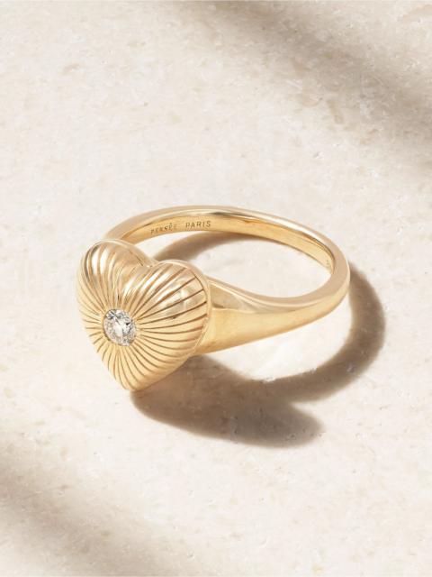 Memoria Heart 9-karat gold diamond ring Gold