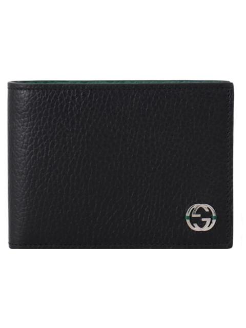 Gucci Interlocked GG Bifold Wallet 6 Card Slot Black/Green