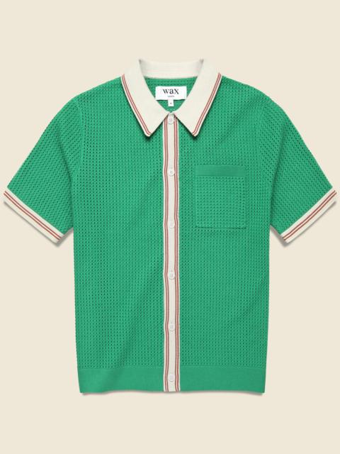Pointelle Belle Shirt - Green/Ecru