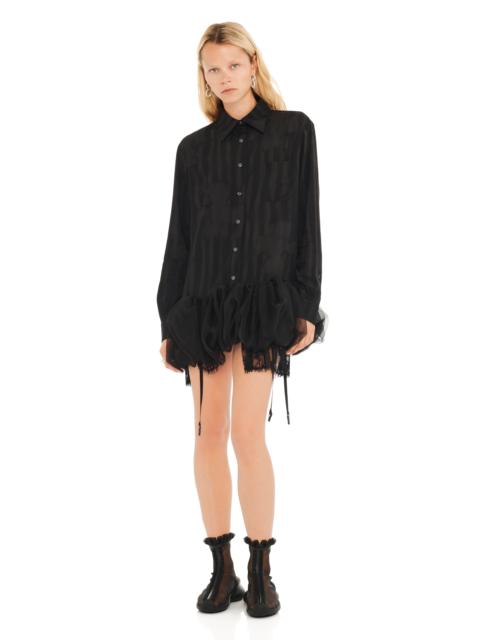 BLACK WAVY FLOWER STRIPE VALERIAN DRESS