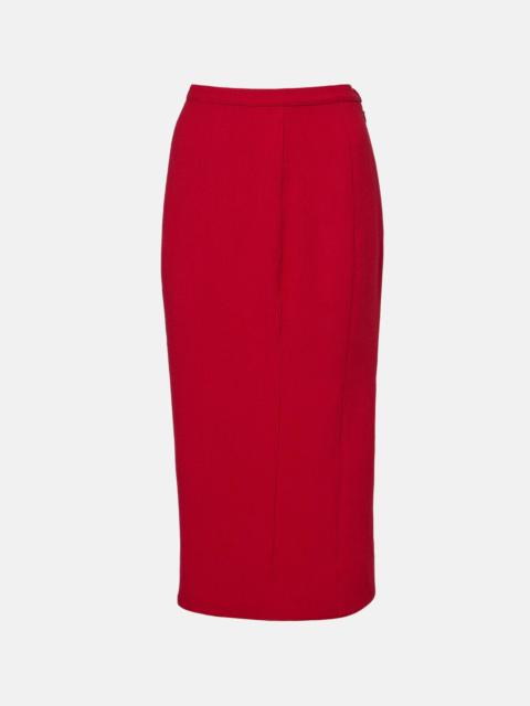 Virgin wool high-rise pencil skirt