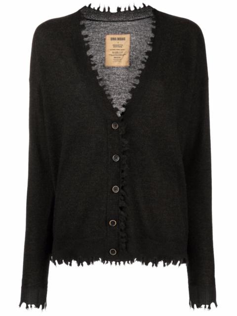 frayed-edge cashmere cardigan