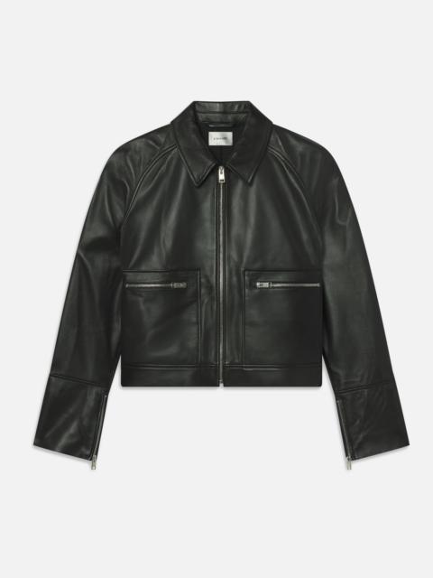 The Leather Zip Front Jacket in Black