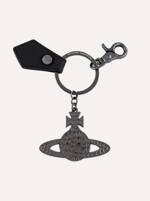 SAFFIANO HAMMERED ORB GUNMETAL KEYRING